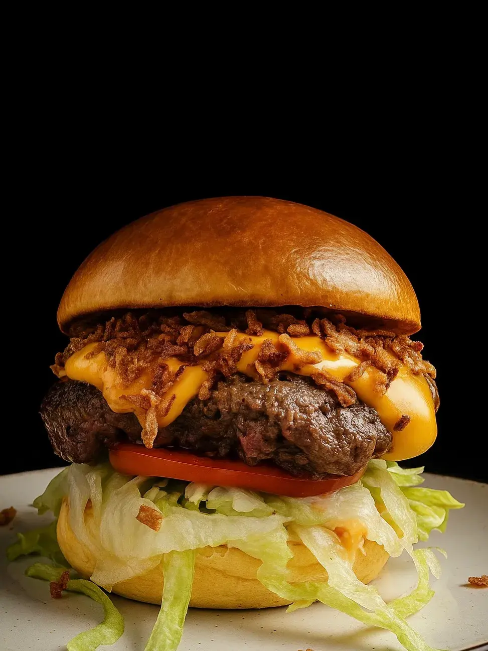 Octubre 🍂 🥬 Lechuga
🍅 Tomate caramelizado 
🐮 Carne medallón o smash
🧀 Salsa de queso cheddar con un toque ahumado 
🧅 Cebolla crujiente